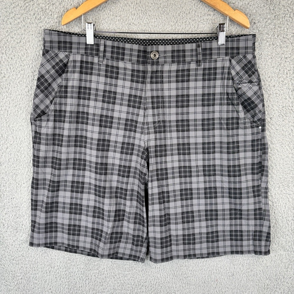 Lululemon Athletica Shorts Mens 40 Black Gray Tartan Plaid Golf Casual Preppy